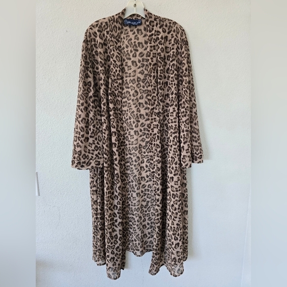 Susan Graver Kimono Long Cardigan Plus Womens Lightweight Animal Print One Size - Picture 3 of 12